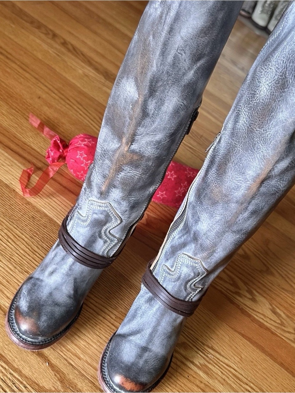 Freebird by Steven Gray Distressed Lace-Up Knee Boots